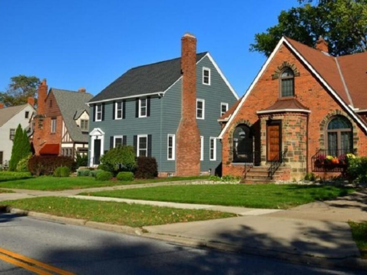 A row of suburban houses.